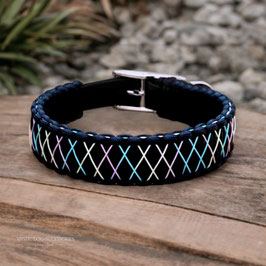 Biothane Mix Halsband Stiching Rainbow Pastell