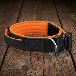 Halsband Emmaline - mit Griff - schwarz | neon orange