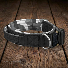 Halsband Emmaline - mit Griff - schwarz | camouflage grau