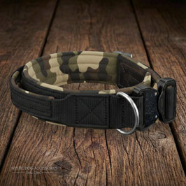 Halsband Emmaline - mit Griff - schwarz | camouflage grün