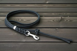 Fettleder Leine mit Diamantknoten Schwarz