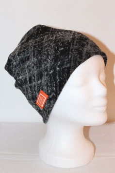 BEANIE WOLLE GRAU/SCHWARZ