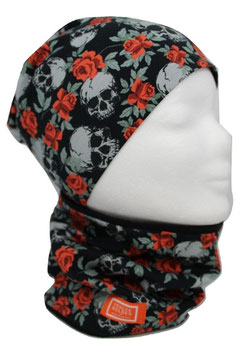 BEANIE / SCHLAUCHSCHAL / STIRNBAND TOTENKOPF ROSE