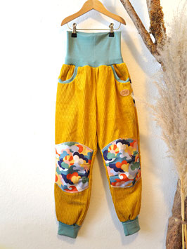 Breitcordhose mit Softshellbesatz Senf  GR.122/128 SV