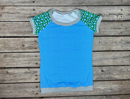 gemustertes T-Shirt Damen daisy blau-grün