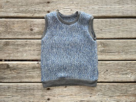 Pullunder aus Merino-Wollstrickstoff jeansblau meliert