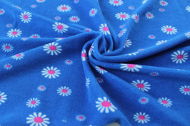 AKTION! 2m Stretchfrottee Prilblumen blau-pink