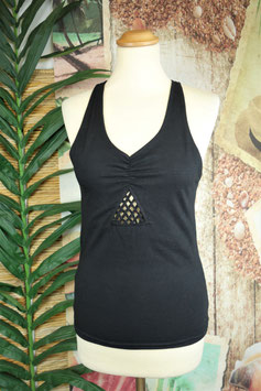 Psytrance Goa Top mit Messingschmuck black