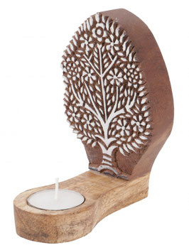 Indischer Teelichthalter Holzstempel GU-42665