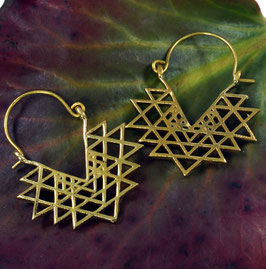 Tribalohrringe aus Messing Shri Yantra gold 40193