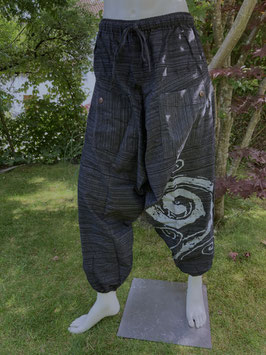 Uni low Cut Pants, Pinestripe mit Spiral Print SUR-03/456.2