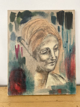Portrait de femme - huile sur toile de lin