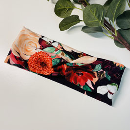 Knotenstirnband "Blumen lila rot" Damen