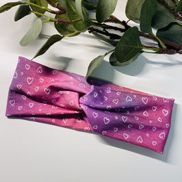 Knotenstirnband "Herzen Lila Rosa" III