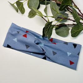 Knotenstirnband "Hellblau Dreiecke" Damen