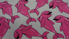 Jersey weiß mit pinken Delfinen