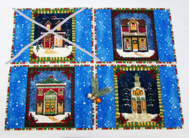 Platzdeckchen Weihnachten Häuser blau