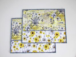 Platzdeckchen Sonnenblumen gelb grau 4er Set