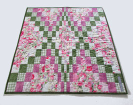 Tischdecke mit Bargello Muster rosa grün