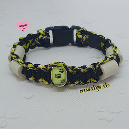 em4dogs EM-Keramik-Armband - Pfote schwarz-gelb