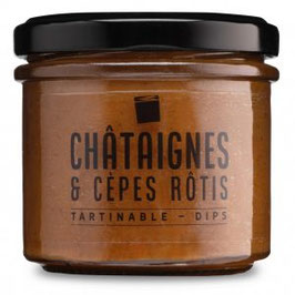 Châtaignes, cèpes rôtis
