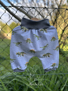 Kurze Pumphose Sommerhose Baby Kind " Dinosaurier auf grau/blau " Gr. 116