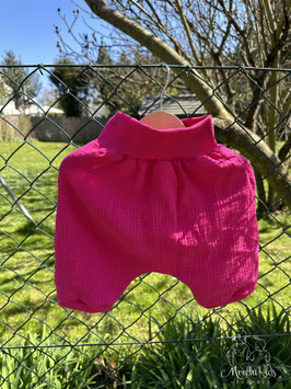 Musselin Short Kurze Hose Pumphose " uni pink " Größe 116