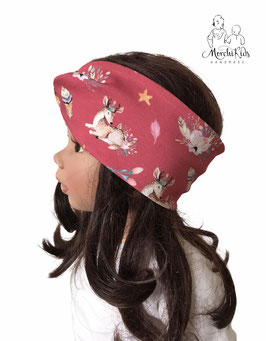 Stirnband Haarband " Reh mit Blumen " Einzelstück KU 51-54