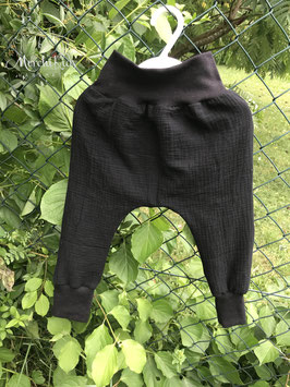 Musselin Baumwoll-Pumphose Baggy Pants " uni schwarz " Größe 86