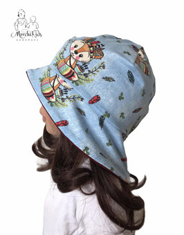 Sonnenhut mit Nackenschutz " Indianer Fuchs mit Feder " KU 42-58
