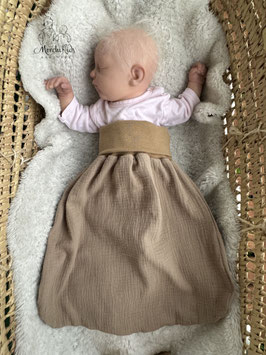 Musselin Strampelsack Pucksack Baby Newborn Sommer " Musselin beige uni " Größe 50-74