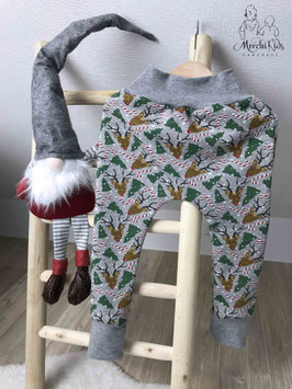 Gefütterte Winter Alpenfleece Baggy Pants Hose Mitwachshose " Weihnachten Rentier " Größe 74-116