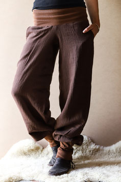 Muslin pants chocolate brown