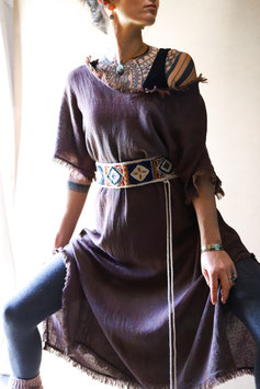 Fringe dress aubergine