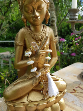 *NAMASTÉ* Buddha-Armband mit Perlen & Bergkristall *vergoldet*