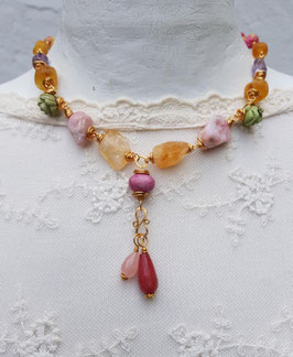 *DIVINE CONNECTION* intelligent variables Edelstein-Collier mit zwei Verlängerungen - vergoldet