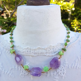 Edelstein-Collier *BLOOMING WISDOM* mit Amethyst & grünem Türkis