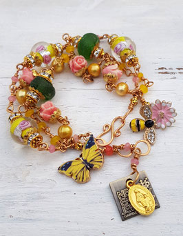 Armband *PLANT FLOWERS for the BEES & BUTTERFLIES* - vergoldet- für Naturliebhaberinnen mit Phacelia-Samentütchen zum Pflanzen einer Bienenweide!