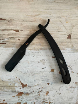 Rasiermesser Shavette schwarz metall  (plus 1 Pack Klingen können vom Bild abweichen)