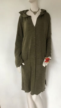 blusbar längere Strickjacke mit Kapuze in Merinowolle 8009