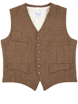 1940s Vintage Granville Herringbone Waistcoat Cedar Brown