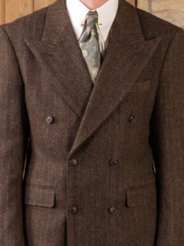 Deliverance Double Breasted Jacket Brown Herringbone