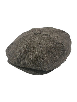 Vintage Style Wool Brown Herringbone Newsboy Cap