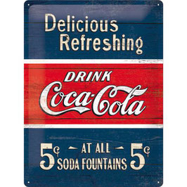 Coca-Cola Delicious Refreshing Blue - Tin Sign