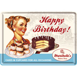 Happy Birthday Cake, Say it 50`s - Blechpostkarte