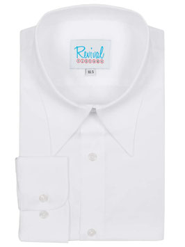 1940s Spearpoint Collar Shirt Barrel Cuff, White
