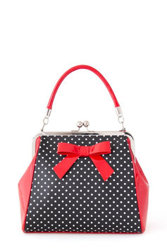 Polka Starr Handbag, Black/Red