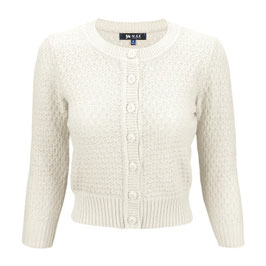 Women`s Cute Pattern Cropped Daily Cardigan Sweater Vintage Inspired Pinup, Ivory