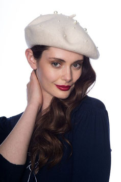 Pearl Beret, White