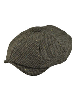 Vintage Look Green Flecked Herringbone Newsboy Cap